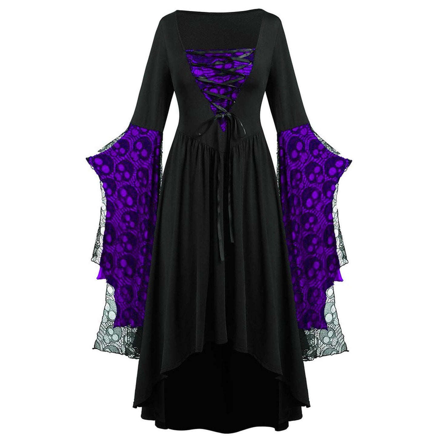 Griselda Thornheart - The Nevermore Gothic Dress Big Sleeves Lace – Unique Gothic Fashion by Nevermore Lifestyle & Tech | 2XL Dark Violet
