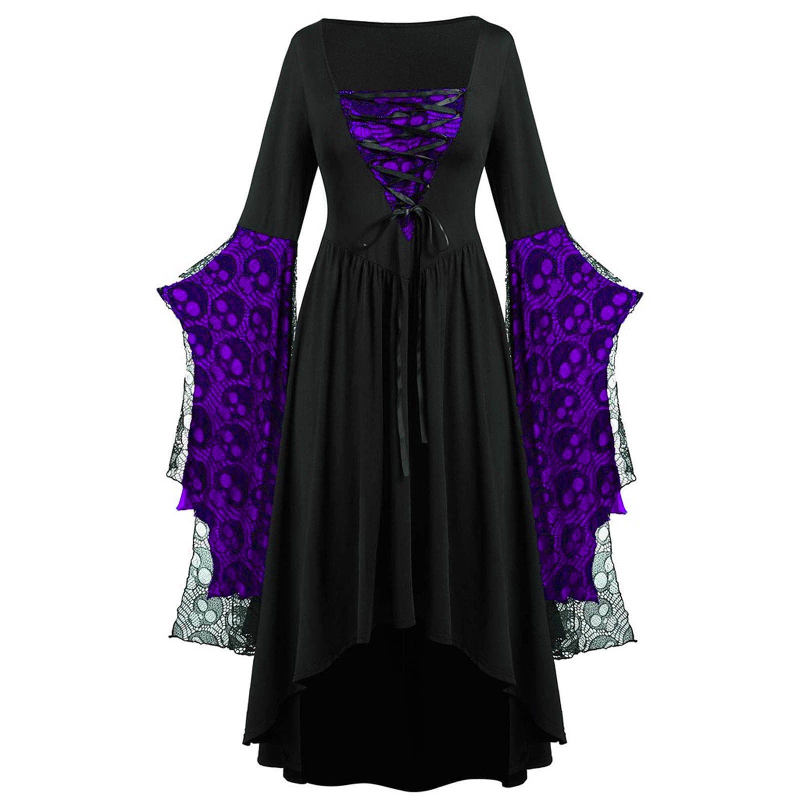 Griselda Thornheart - The Nevermore Gothic Dress Big Sleeves Lace – Unique Gothic Fashion by Nevermore Lifestyle & Tech | 2XL Dark Violet