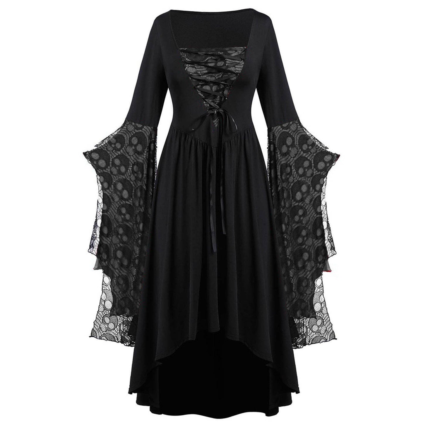 Griselda Thornheart - The Nevermore Gothic Dress Big Sleeves Lace – Unique Gothic Fashion by Nevermore Lifestyle & Tech | 2XL Light Grey