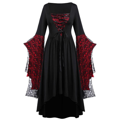 Griselda Thornheart - The Nevermore Gothic Dress Big Sleeves Lace – Unique Gothic Fashion by Nevermore Lifestyle & Tech | 2XL Wine Red
