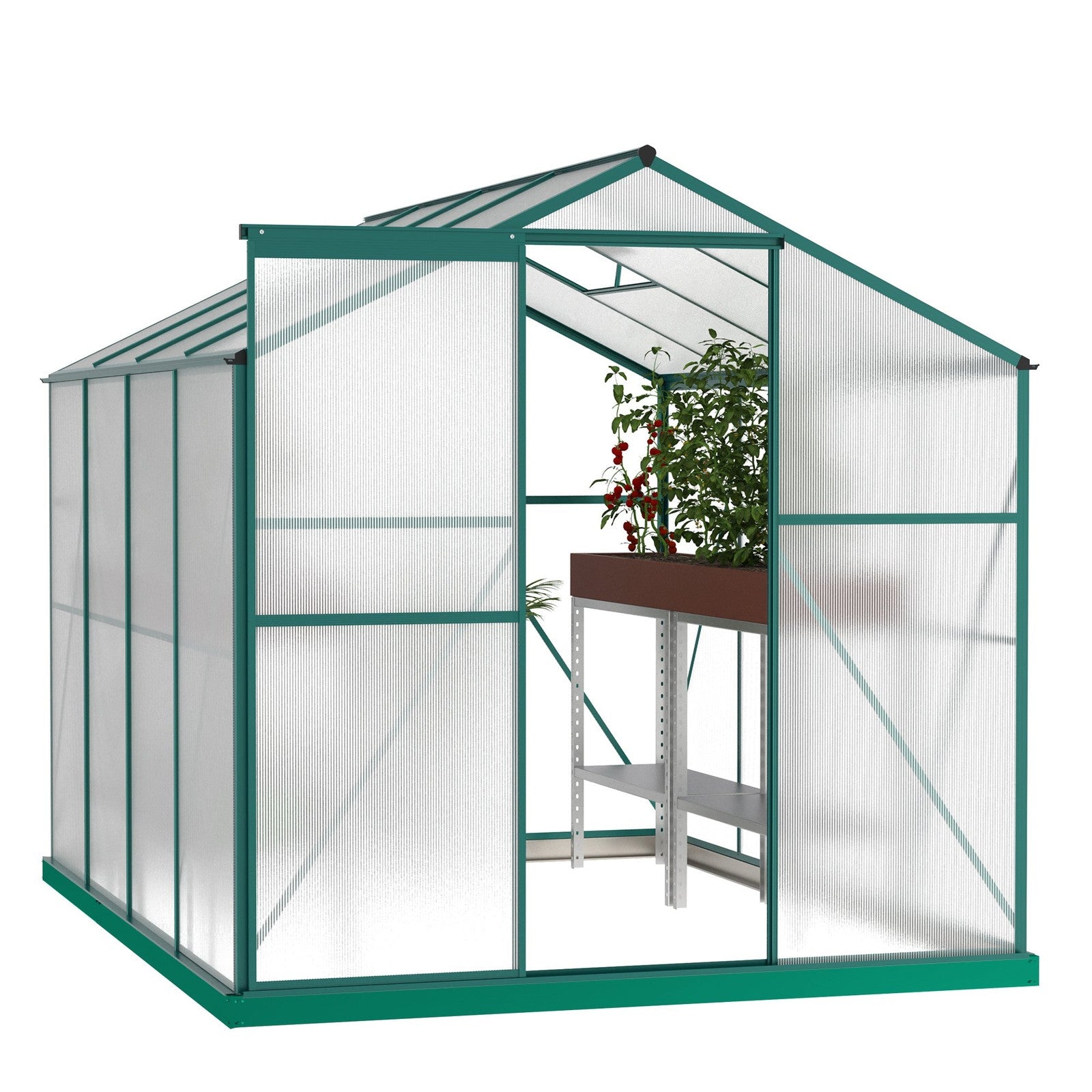 Polycarbonate Greenhouse,6'x 8' Heavy Duty Walk-in Plant Garden Greenhouse For Backyard-Outdoor