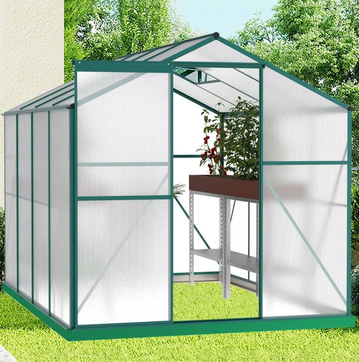 Polycarbonate Greenhouse,6'x 8' Heavy Duty Walk-in Plant Garden Greenhouse For Backyard-Outdoor