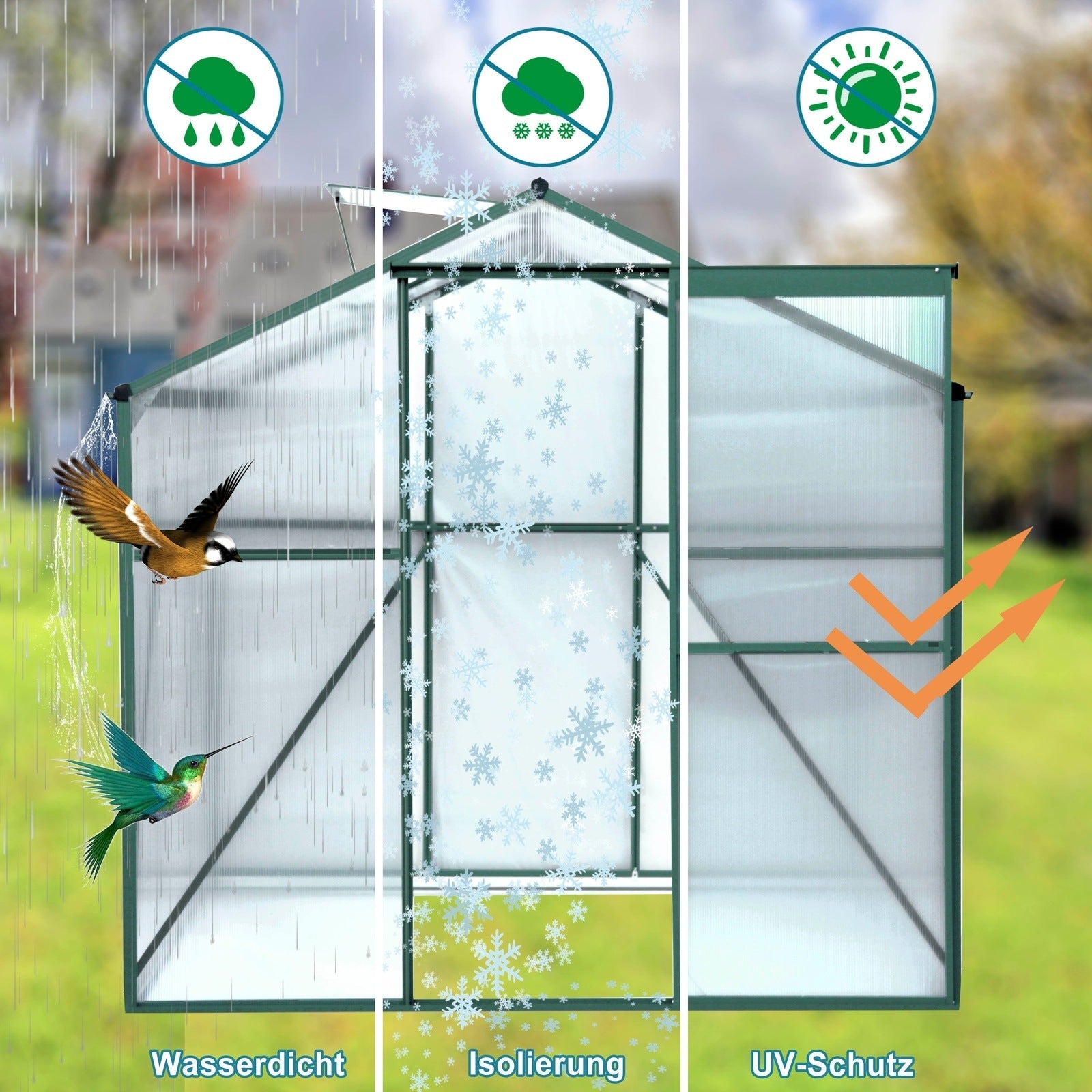 Polycarbonate Greenhouse,6'x 8' Heavy Duty Walk-in Plant Garden Greenhouse For Backyard-Outdoor
