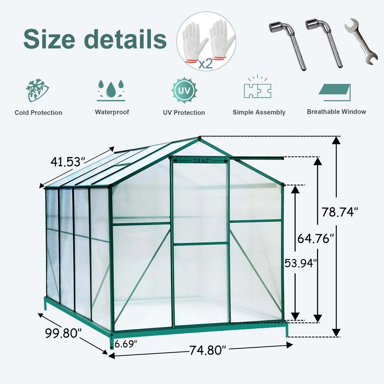 Polycarbonate Greenhouse,6'x 8' Heavy Duty Walk-in Plant Garden Greenhouse For Backyard-Outdoor