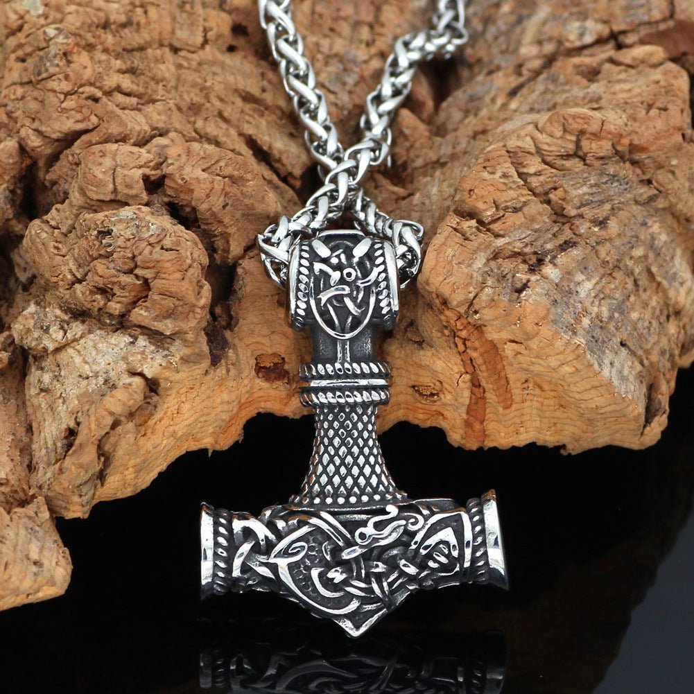 Gunhild - Nordic Viking Hammer Pendant by The Nevermore – Unique Gothic Jewelry by Nevermore Lifestyle & Tech | Ancient silver BSK chain