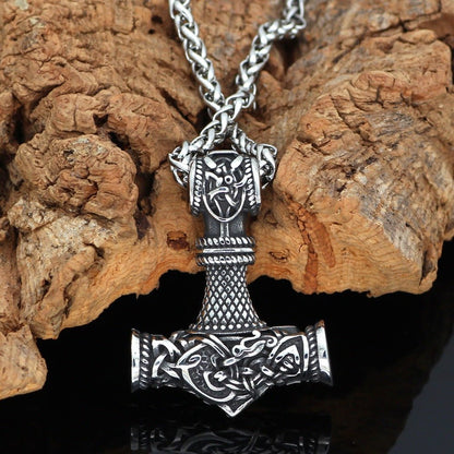 Gunhild - Nordic Viking Hammer Pendant by The Nevermore – Unique Gothic Jewelry by Nevermore Lifestyle & Tech | Ancient silver BSK chain