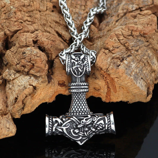 Gunhild - Nordic Viking Hammer Pendant by The Nevermore – Unique Gothic Jewelry by Nevermore Lifestyle & Tech | Ancient silver BSK chain