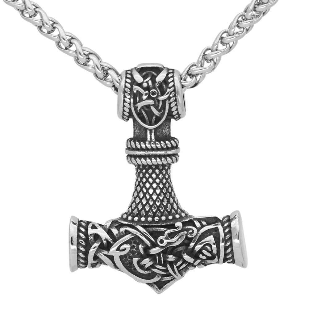 Gunhild - Nordic Viking Hammer Pendant by The Nevermore – Unique Gothic Jewelry by Nevermore Lifestyle & Tech | Ancient silver BSK chain