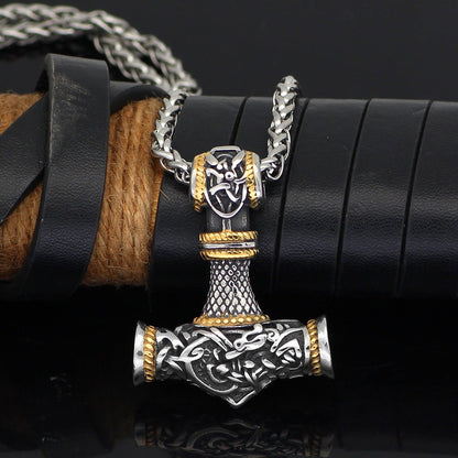 Gunhild - Nordic Viking Hammer Pendant by The Nevermore – Unique Gothic Jewelry by Nevermore Lifestyle & Tech | Ancient silver BSK chain