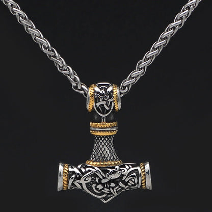 Gunhild - Nordic Viking Hammer Pendant by The Nevermore – Unique Gothic Jewelry by Nevermore Lifestyle & Tech | Gold BSK chain
