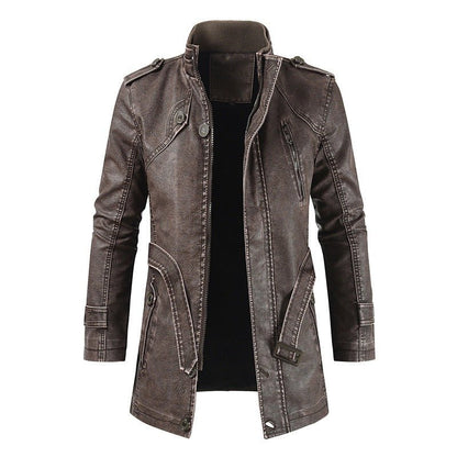 Gunner Outlaw - The Nevermore Mid - Length PU Leather Jacket for Men – Unique Men's Fashion by Nevermore Lifestyle & Tech | 3XL Dark brown