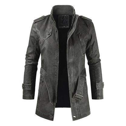 Gunner Outlaw - The Nevermore Mid - Length PU Leather Jacket for Men – Unique Men's Fashion by Nevermore Lifestyle & Tech | 3XL Dark brown