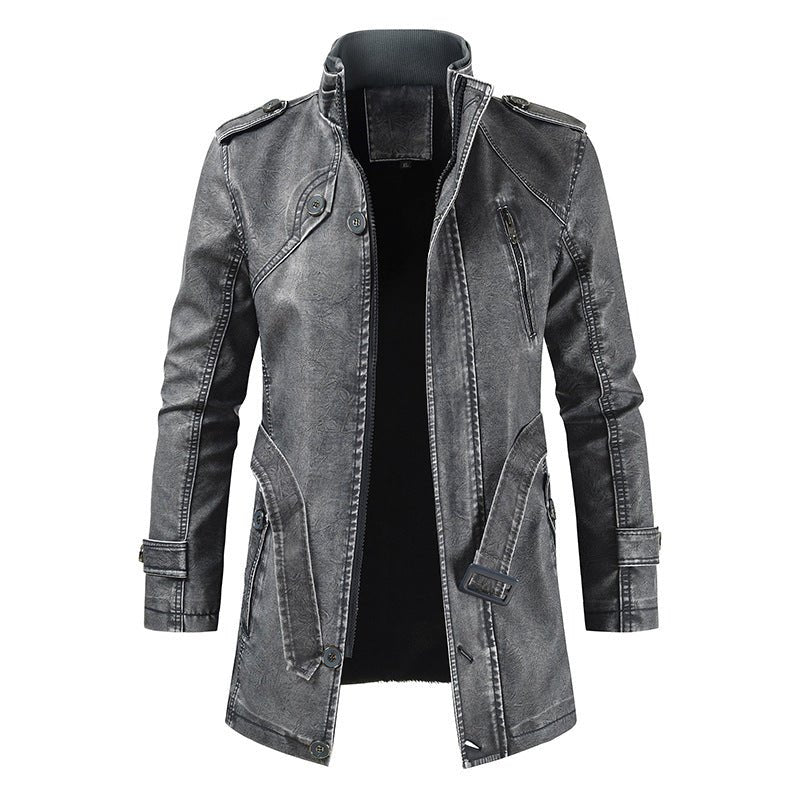 Gunner Outlaw - The Nevermore Mid - Length PU Leather Jacket for Men – Unique Men's Fashion by Nevermore Lifestyle & Tech | 3XL Dark brown