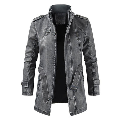 Gunner Outlaw - The Nevermore Mid - Length PU Leather Jacket for Men – Unique Men's Fashion by Nevermore Lifestyle & Tech | 3XL Dark brown