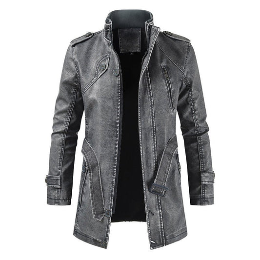 Gunner Outlaw - The Nevermore Mid - Length PU Leather Jacket for Men – Unique Men's Fashion by Nevermore Lifestyle & Tech | 3XL Dark brown