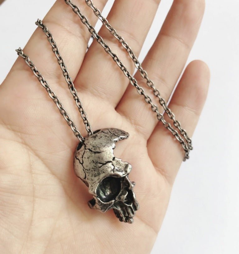 Half Face Skull - Gothic Pendant by The Nevermore – Unique Gothic Pendants by Nevermore Lifestyle & Tech | Bronze