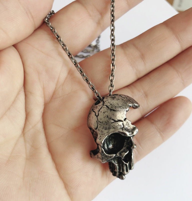 Half Face Skull - Gothic Pendant by The Nevermore – Unique Gothic Pendants by Nevermore Lifestyle & Tech | Bronze
