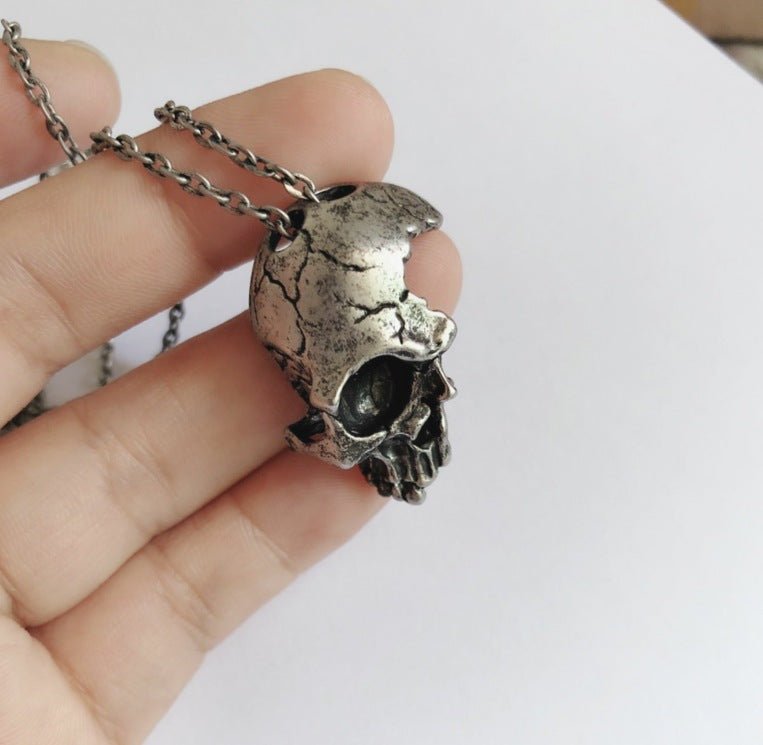 Half Face Skull - Gothic Pendant by The Nevermore – Unique Gothic Pendants by Nevermore Lifestyle & Tech | Bronze