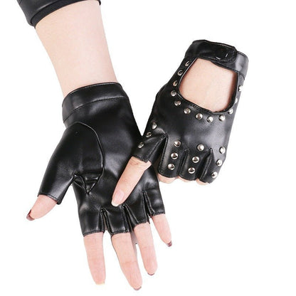 Half Finger Gloves – Black Gothic Leather Gloves by The Nevermore – Unique Gothic Accessories by Nevermore Lifestyle & Tech | One size Black