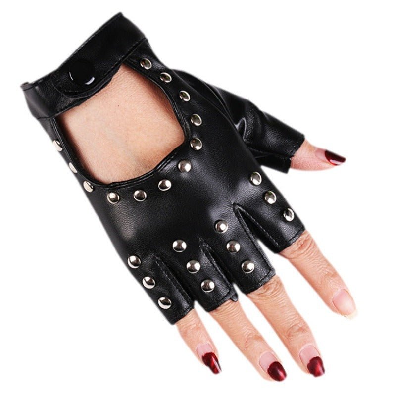 Half Finger Gloves – Black Gothic Leather Gloves by The Nevermore – Unique Gothic Accessories by Nevermore Lifestyle & Tech | One size Black