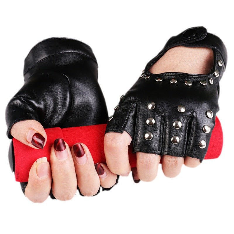 Half Finger Gloves – Black Gothic Leather Gloves by The Nevermore – Unique Gothic Accessories by Nevermore Lifestyle & Tech | One size Black
