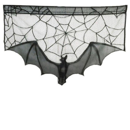 Halloween black spider web bat lace curtain - The Nevermore Gothic Home Decor – Unique Gothic Home Decor by Nevermore Lifestyle & Tech | 1pc