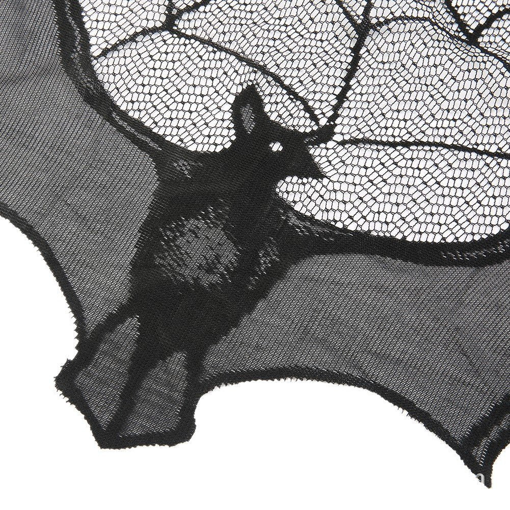 Halloween black spider web bat lace curtain - The Nevermore Gothic Home Decor – Unique Gothic Home Decor by Nevermore Lifestyle & Tech | 1pc