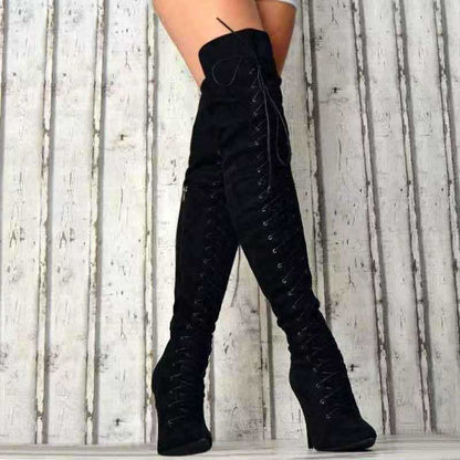 Harmony Hue Suede Stiletto Over-Knee Boots by The Nevermore
