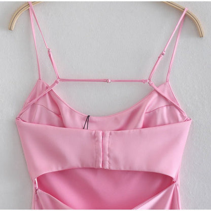 Harper Lane - Backless Satin Maxi Dress by The Nevermore – Unique Dresses by Nevermore Lifestyle & Tech | 2XL Pink