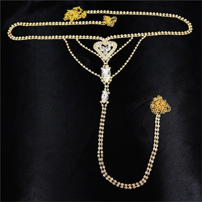 Heart Rhinestone Body Chain - The Nevermore Body Chains for Women – Unique Body Chains by Nevermore Lifestyle & Tech | Gold B