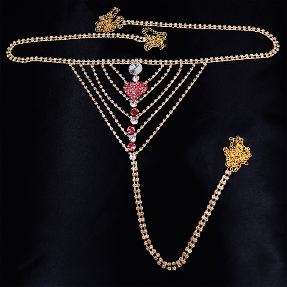 Heart Rhinestone Body Chain - The Nevermore Body Chains for Women – Unique Body Chains by Nevermore Lifestyle & Tech | Gold D