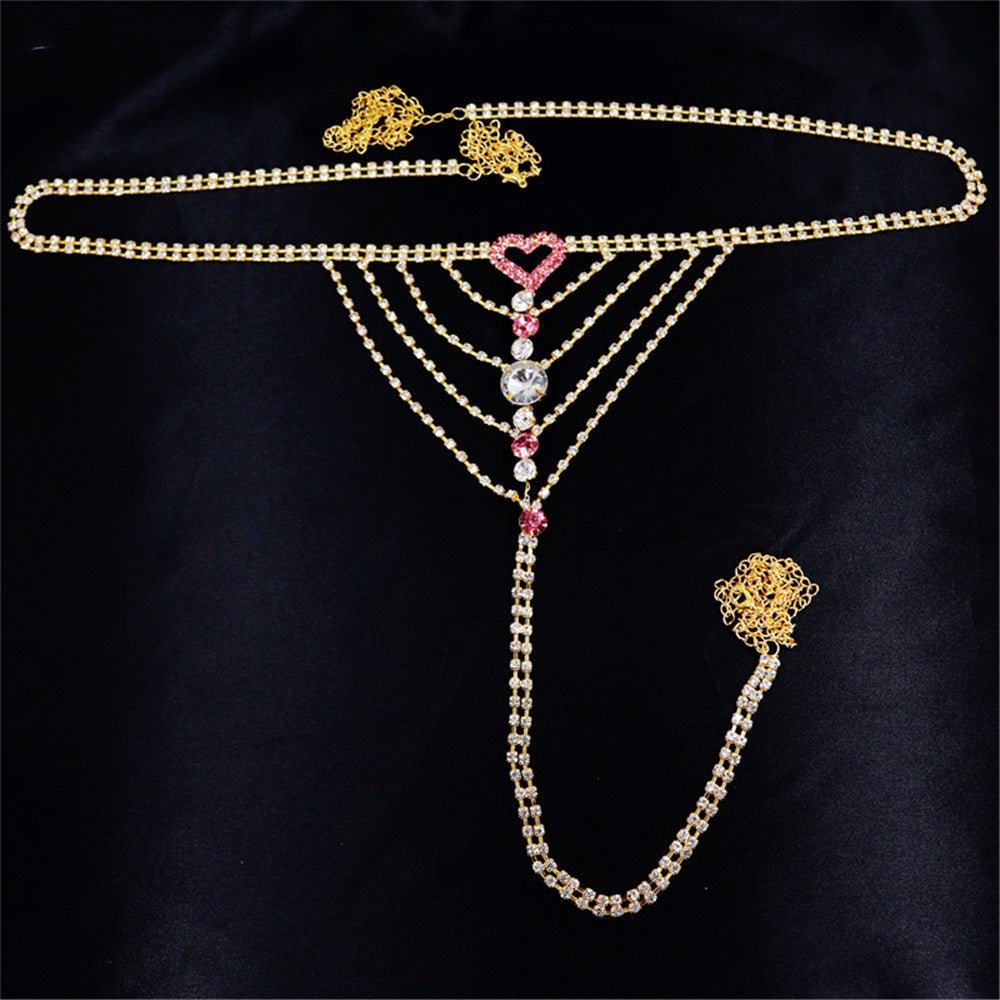 Heart Rhinestone Body Chain - The Nevermore Body Chains for Women – Unique Body Chains by Nevermore Lifestyle & Tech | Gold E