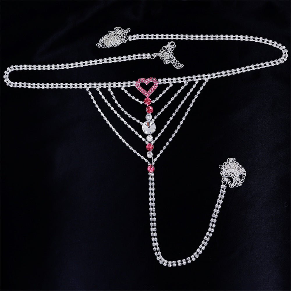 Heart Rhinestone Body Chain - The Nevermore Body Chains for Women – Unique Body Chains by Nevermore Lifestyle & Tech | Silver E