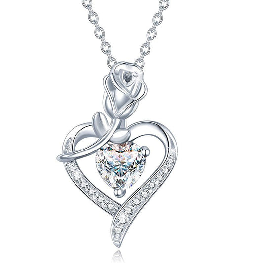 Heart - shaped Rose Zircon 925 Silver Necklace - The Nevermore Pendant – Unique Pendants - Necklaces by Nevermore Lifestyle & Tech | 925 Silver Pendant With Cross Chain