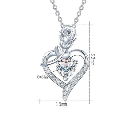 Heart - shaped Rose Zircon 925 Silver Necklace - The Nevermore Pendant – Unique Pendants - Necklaces by Nevermore Lifestyle & Tech | 925 Silver Pendant With Cross Chain