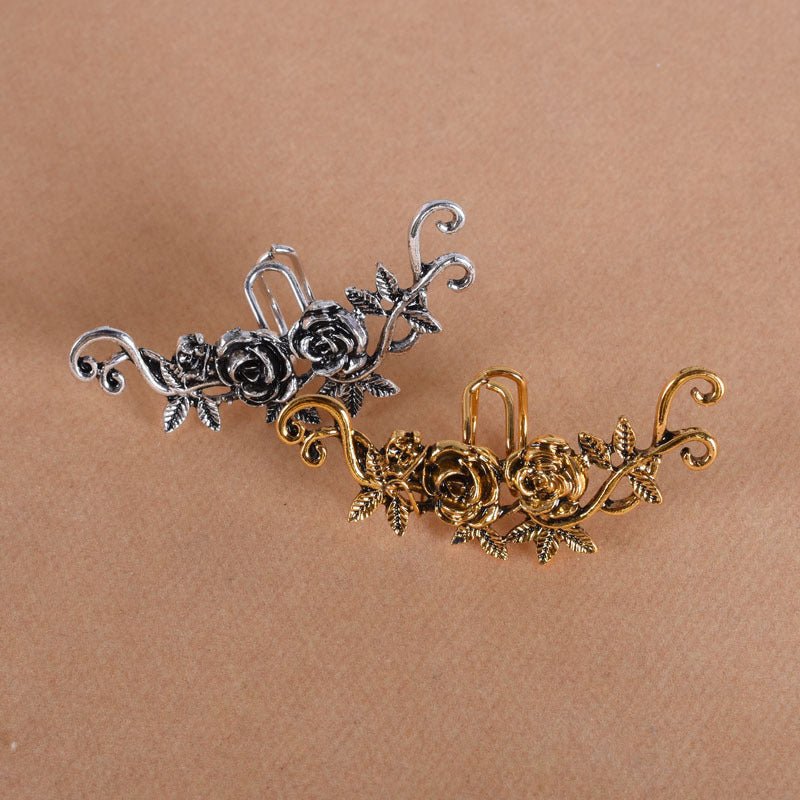 Helga Hawktor - The Nevermore Ear Clip Earring Women's Ear - Cuff Rose – Unique Earrings by Nevermore Lifestyle & Tech | Gold