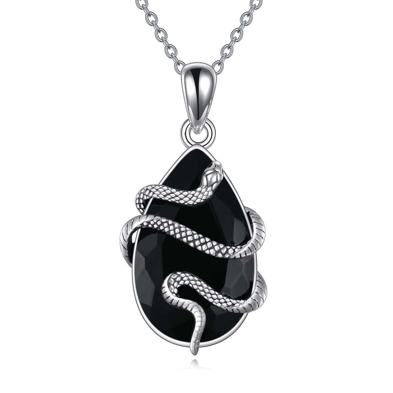 Hermione Black Crystal - Gothic Snake Pendant by The Nevermore – Unique Gothic Jewelry by Nevermore Lifestyle & Tech | Silver