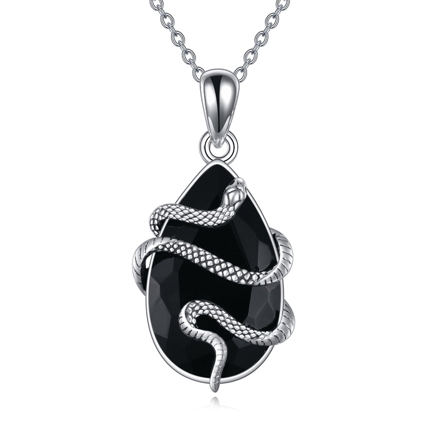 Hermione Black Crystal - Gothic Snake Pendant by The Nevermore – Unique Gothic Jewelry by Nevermore Lifestyle & Tech | Silver