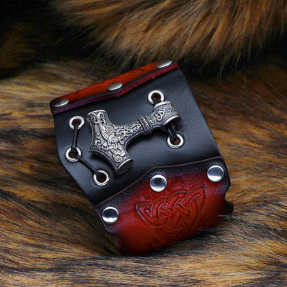 Holmgeir Thor's Hammer - The Nevermore Gothic Norse Vikings Bracelet Leather – Unique Gothic Jewelry by Nevermore Lifestyle & Tech | Ancient Silver