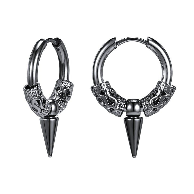 Icarus Echo - The Nevermore Gothic Stainless Steel Earrings for Women and Men – Unique Gothic Jewelry by Nevermore Lifestyle & Tech | 2PCS Black buckle