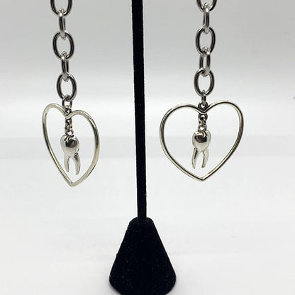 Imelda Bleeding Heart Teeth - The Nevermore Gothic Earrings – Unique Gothic Jewelry by Nevermore Lifestyle & Tech | Silver