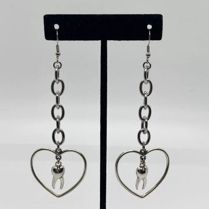 Imelda Bleeding Heart Teeth - The Nevermore Gothic Earrings – Unique Gothic Jewelry by Nevermore Lifestyle & Tech | Silver