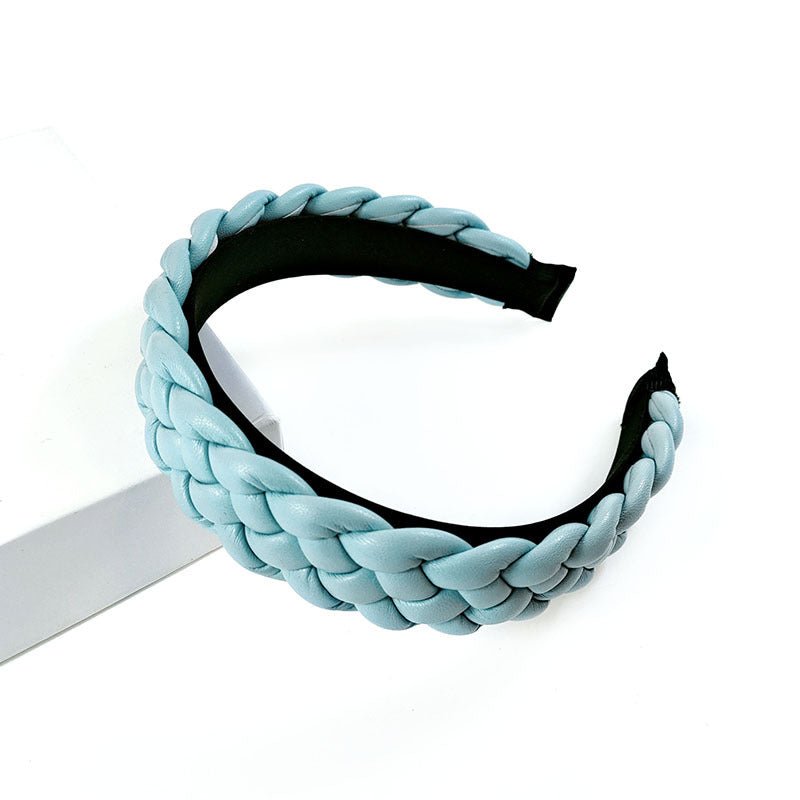 Inconstant Prison - Leather Braid Headband by The Nevermore – Unique Headbands by Nevermore Lifestyle & Tech | Light Blue