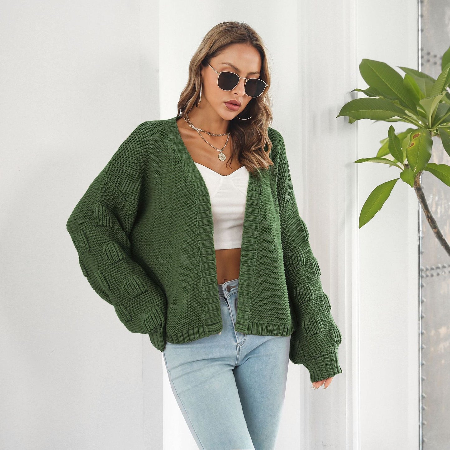 Independence - Solid Knit Cardigan by The Nevermore – Unique Cardigans by Nevermore Lifestyle & Tech | L Army Green