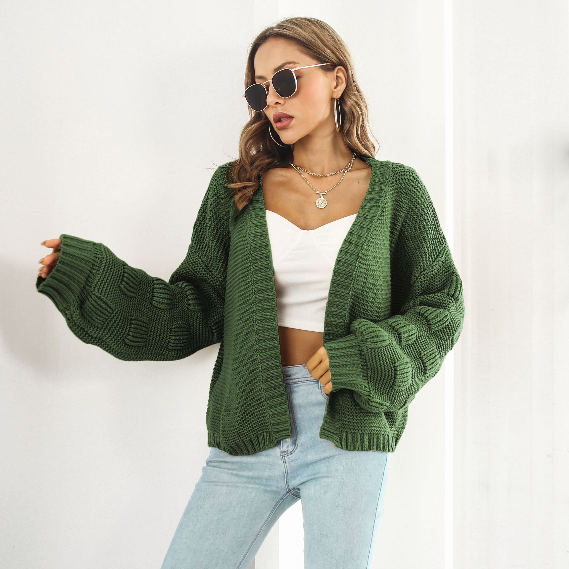 Independence - Solid Knit Cardigan by The Nevermore – Unique Cardigans by Nevermore Lifestyle & Tech | L Army Green