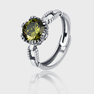 Inlaid Zircon vintage ring – 925 silver