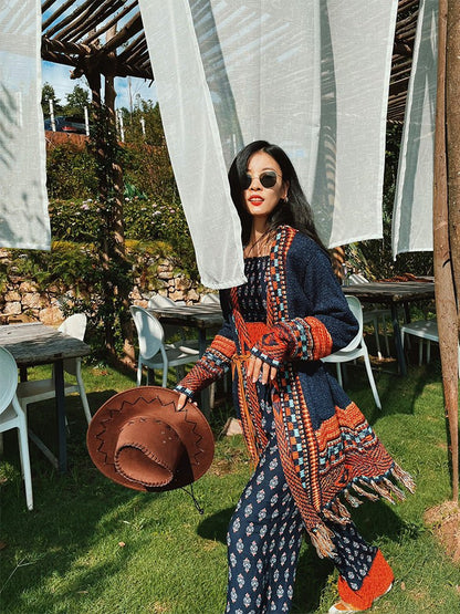 Irene Gibbons - Boho Cardigan by The Nevermore – Unique Cardigans by Nevermore Lifestyle & Tech | L Sapphire blue