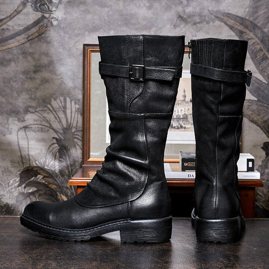 IronTrail High - Top Leather Motorcycle Boots by The Nevermore – Unique Boots for Men by Nevermore Lifestyle & Tech | 38 Black