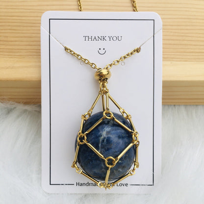 Ivory Elegance - The Nevermore Natural Crystal Pendant – Unique Jewelry by Nevermore Lifestyle & Tech | Golden Blue Pattern