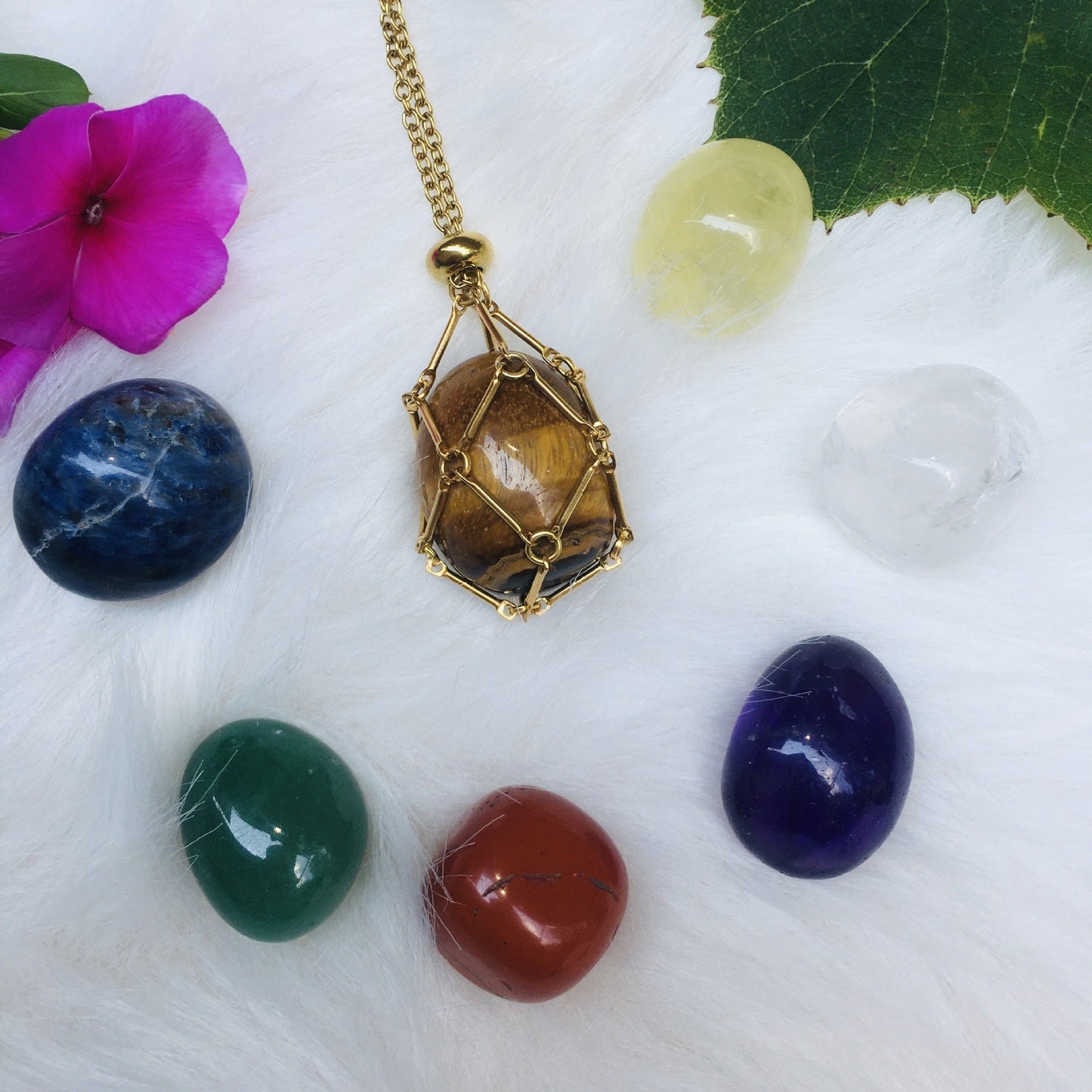 Ivory Elegance - The Nevermore Natural Crystal Pendant – Unique Jewelry by Nevermore Lifestyle & Tech | Golden Net Pocket 7 Chakras